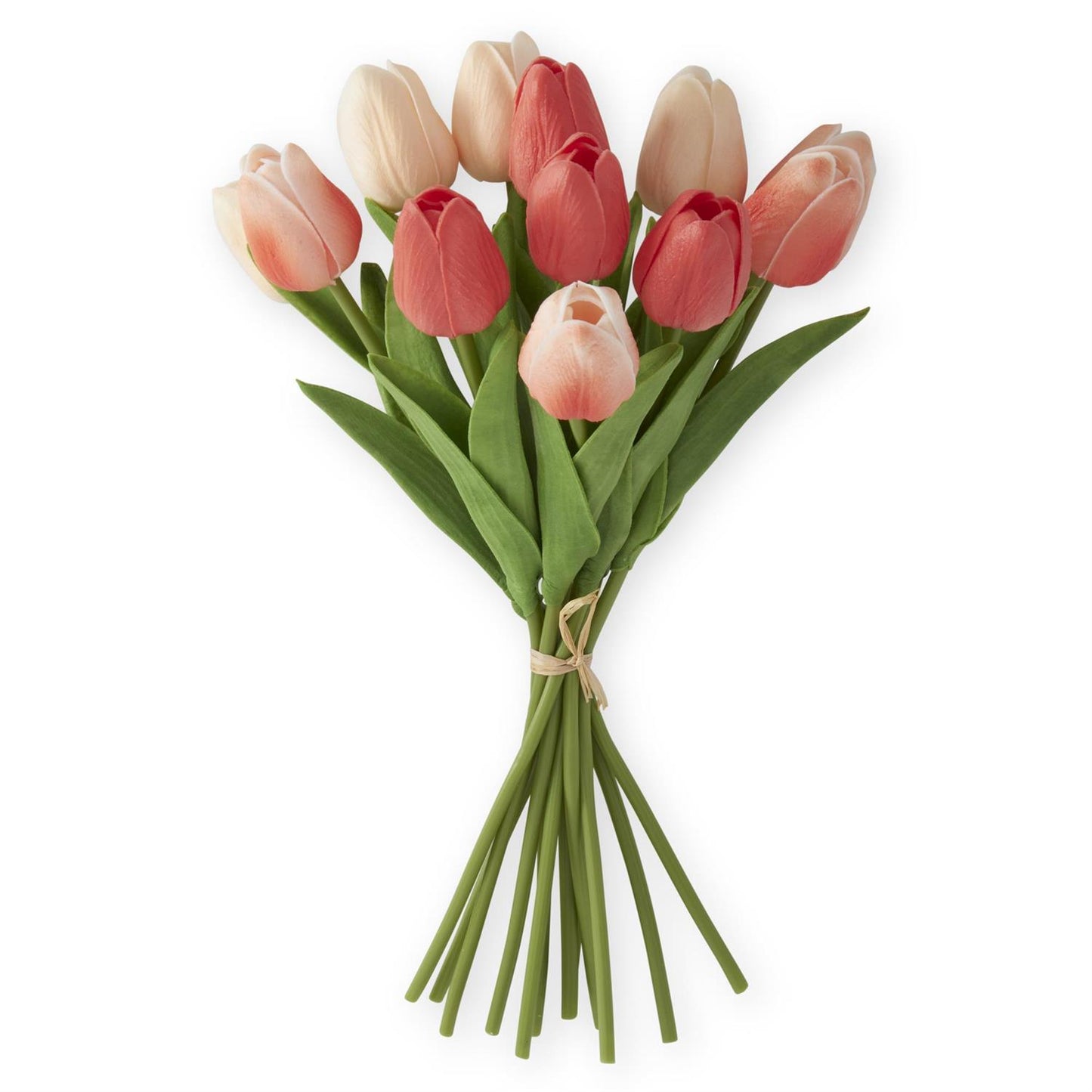 Real Touch Mini Tulip Bundle - Coral and Peach, 13"