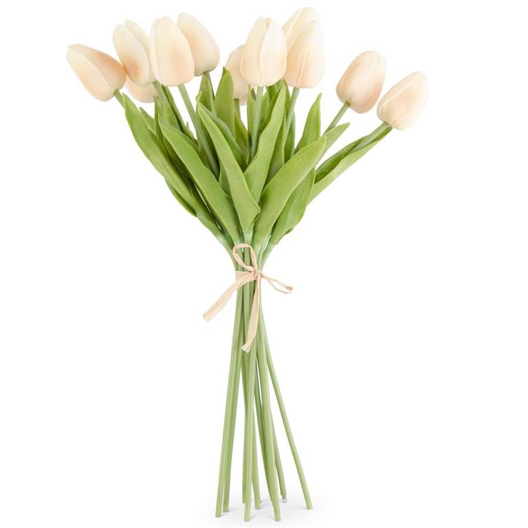 Real Touch Mini Tulip Bundle - 13", Light Peach