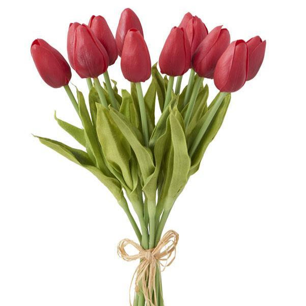 Real Touch Mini Tulip Bundle - 13", Red
