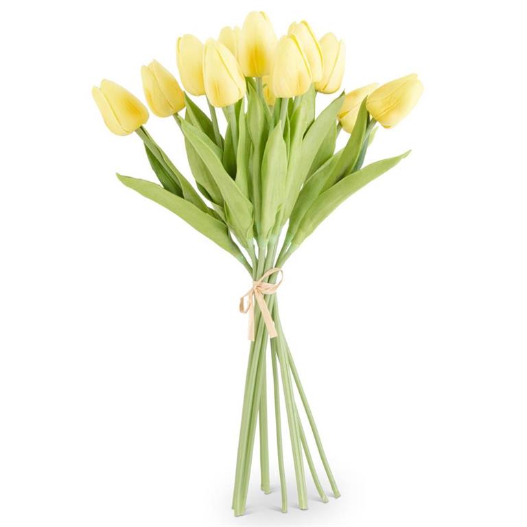 Real Touch Mini Tulip Bundle - 13", Light Yellow