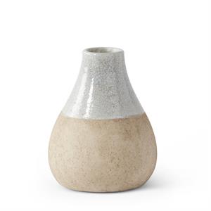 Ceramic Vase With Light Blue Glaze on Top - 6"