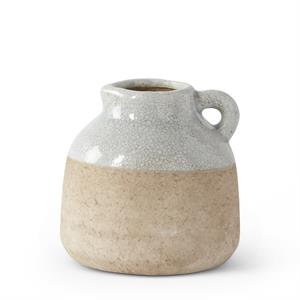 Ceramic Vase with Light Blue Glaze on Top - 4.5"