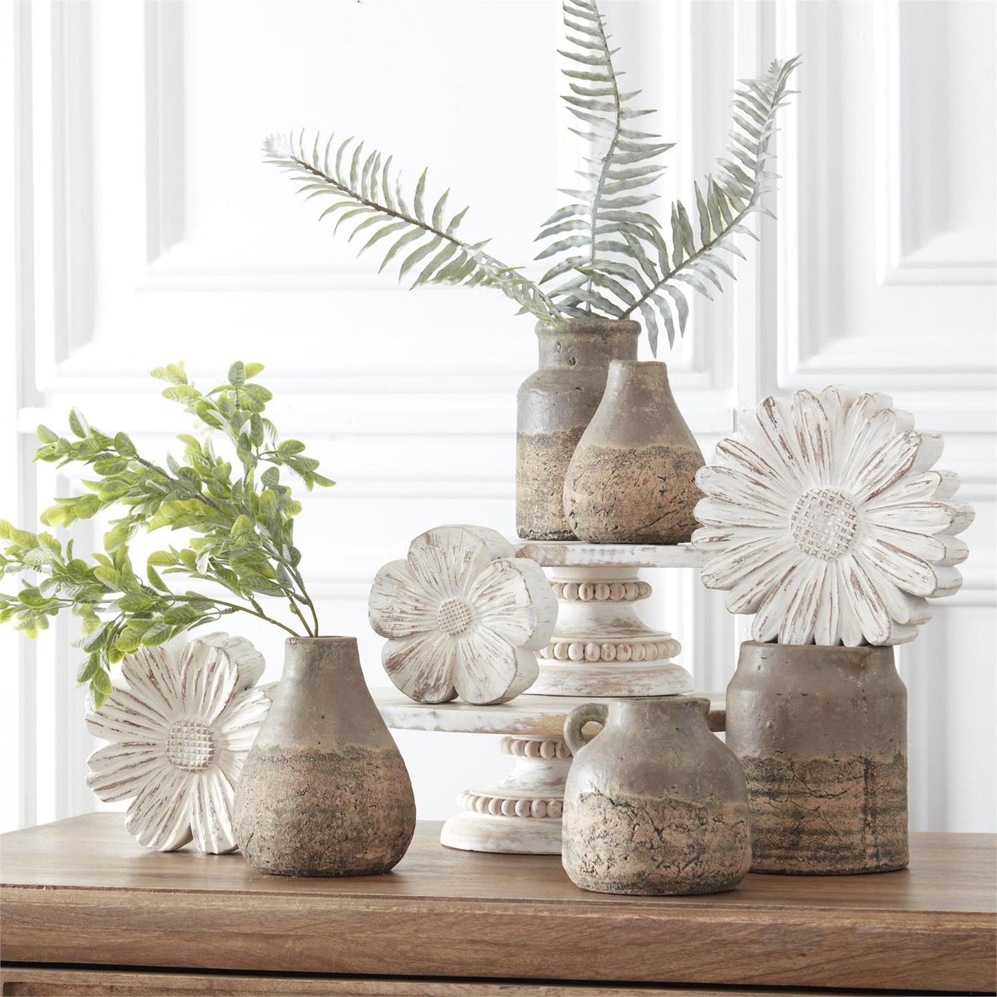 Ceramic Pot W/Gray Glazed Top - 4.63"