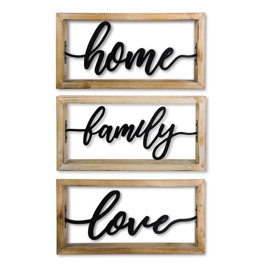 Natural Wood Framed Metal Cutout Wall Hangings - 11.75"