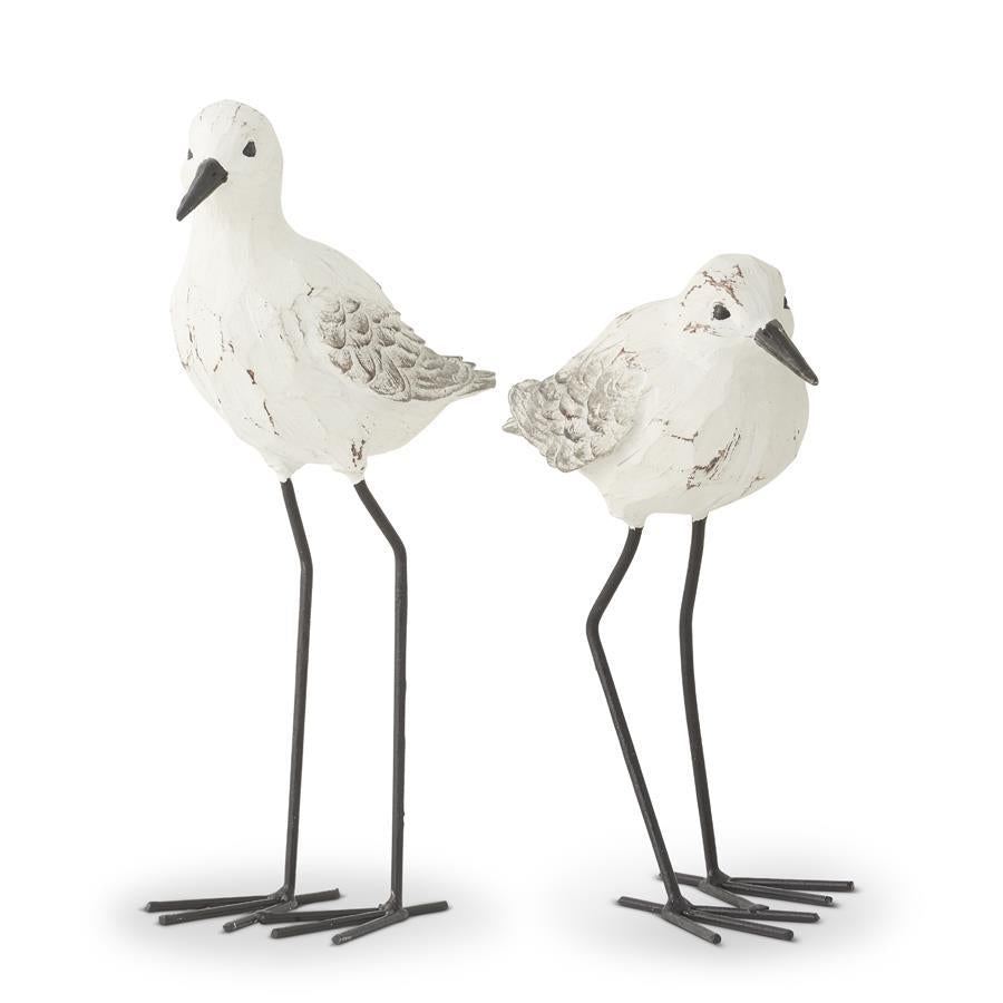 White and Gray Weathered Resin Seagull with Black Metal Legs - 7"