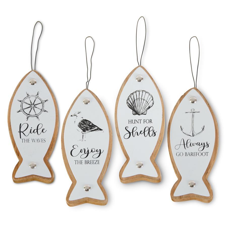 Enamel and Wood Coastal Fish Ornaments - Assorted Styles