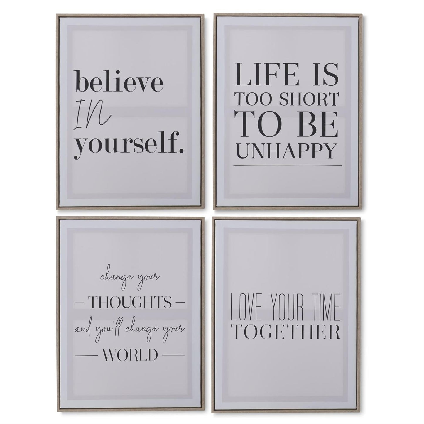 Wood Framed White and Natural Canvas Inspirational Signs - 23.5" Assorted Styles