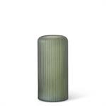 Frosted Green Ribbed Glass Vase - 8"