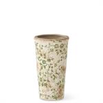 Cream & Green Floral Ceramic Pot - 8.5"