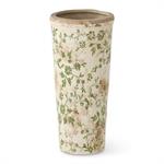 Cream & Green Floral Ceramic Pot - 11.75"