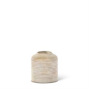 Whitewashed Wood Carved Stripe Vase - 5"