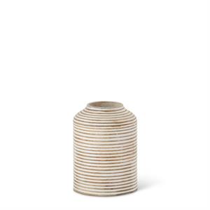 Whitewashed Wood Carved Stripe Vase - 6.25"