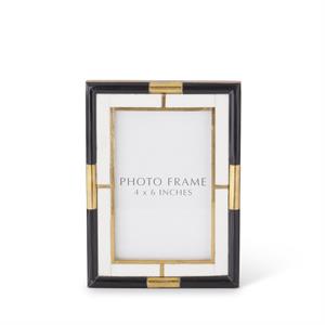Black, Cream, and Gold Tiled Photo Frame - Fits 4x6 Picture, 7.5"