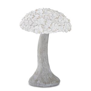Whitewashed Resin Floral Top Mushroom - 12.25