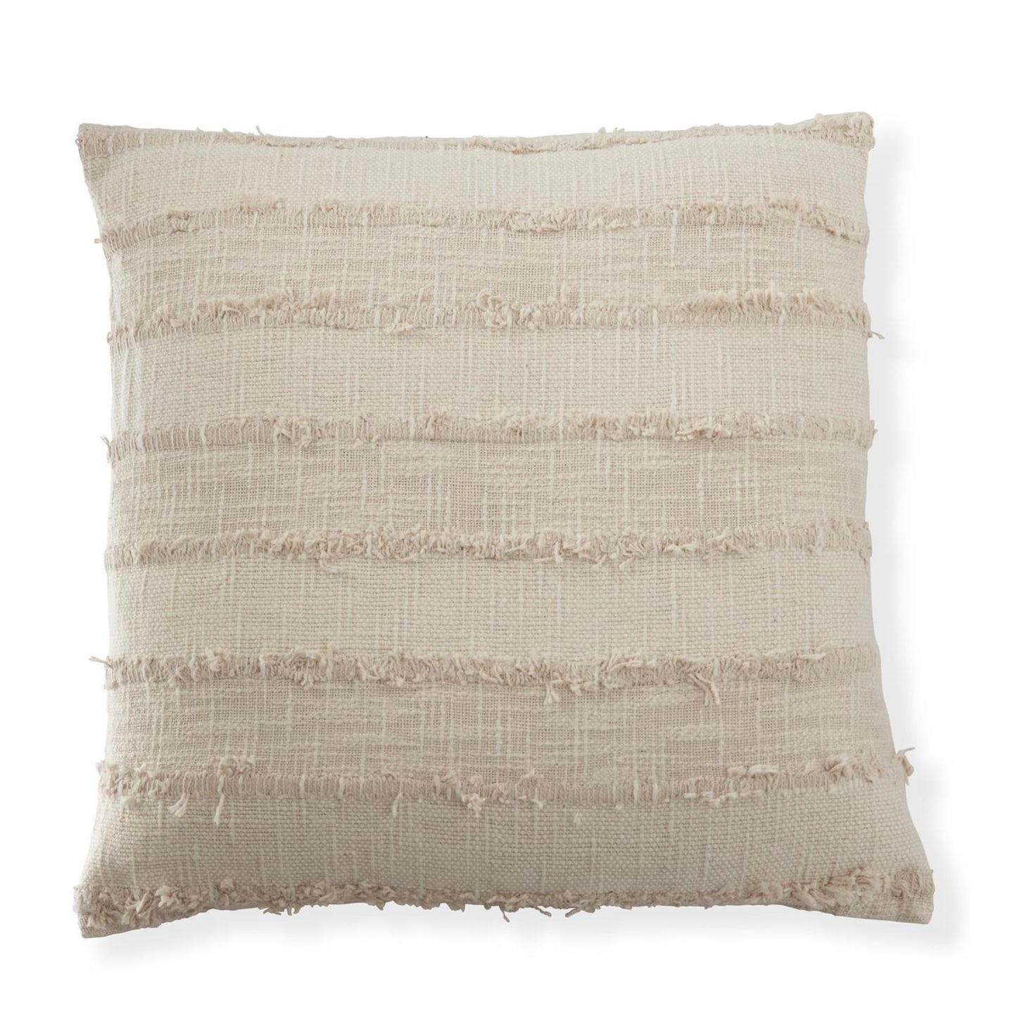 Throw Pillow - Cream Cotton Fringe Stripe with Microfiber Filler - 20"