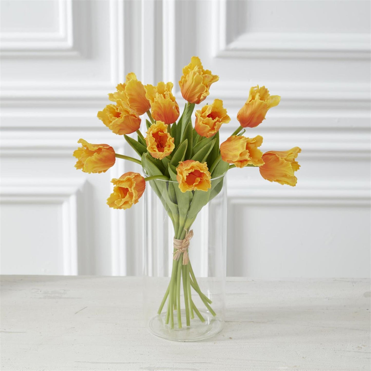 Real Touch Parrot Tulip Bundle with 12 Stems - Light Orange, 13"