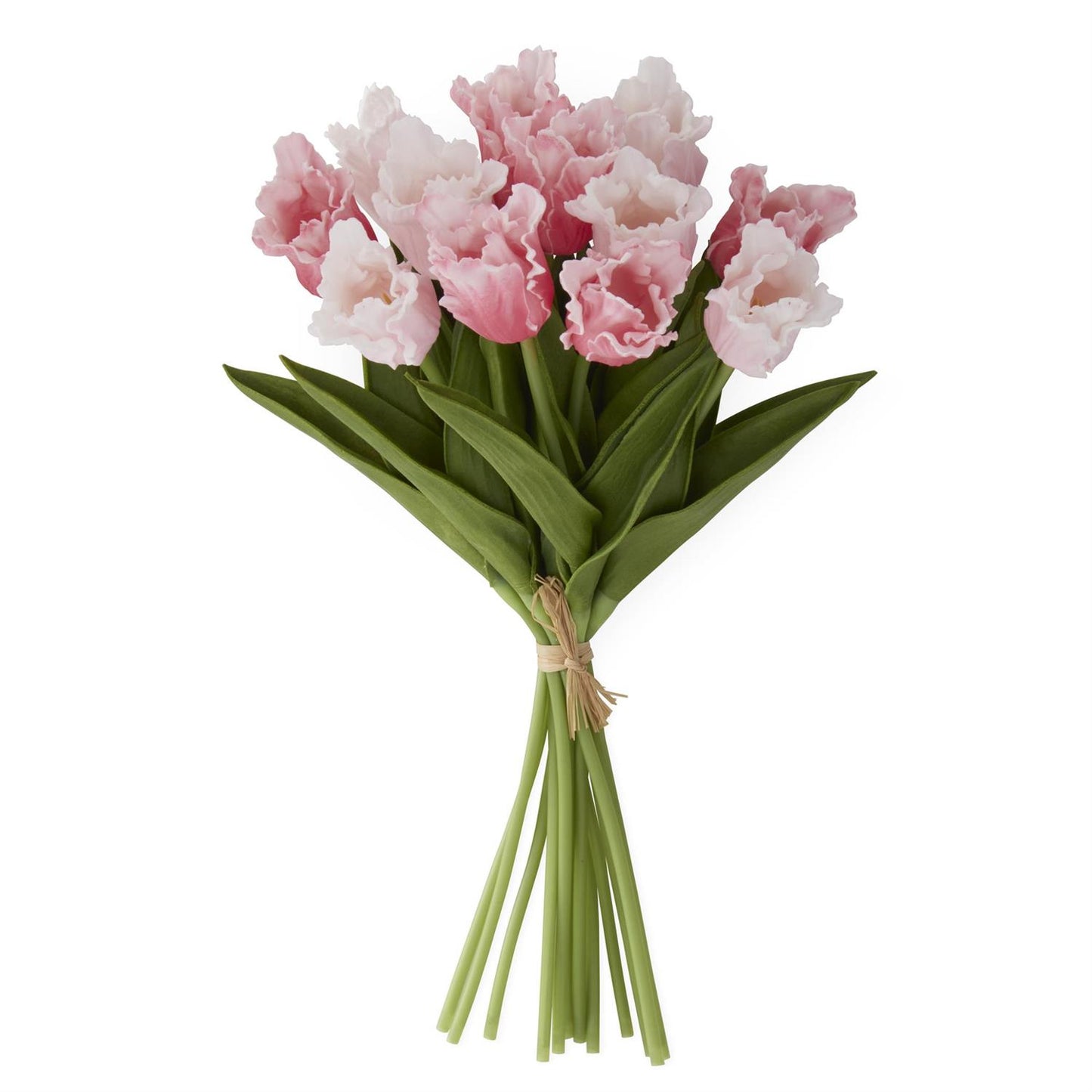 Real Touch Parrot Tulip Bundle with 12 Stems - Pink/Rose, 13"