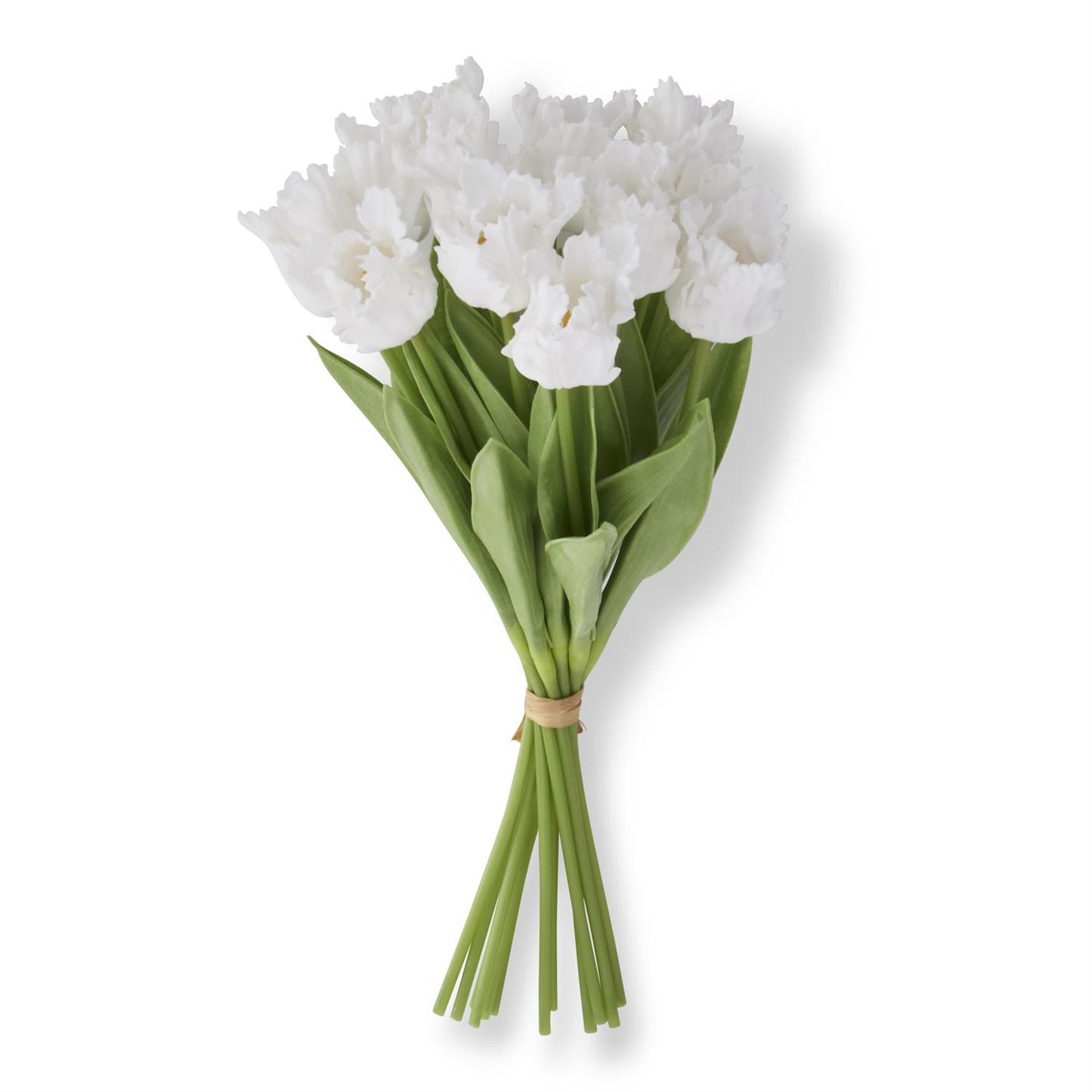 Real Touch Parrot Tulip Bundle With 12 Stems - White, 13"