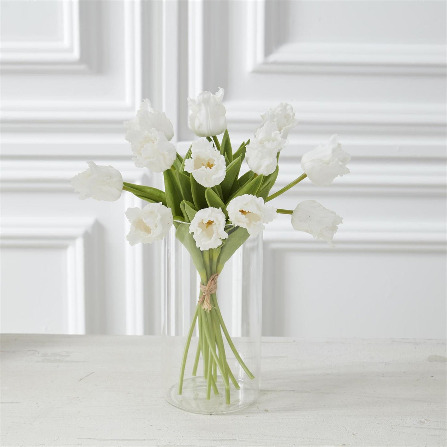 Real Touch Parrot Tulip Bundle With 12 Stems - White, 13"