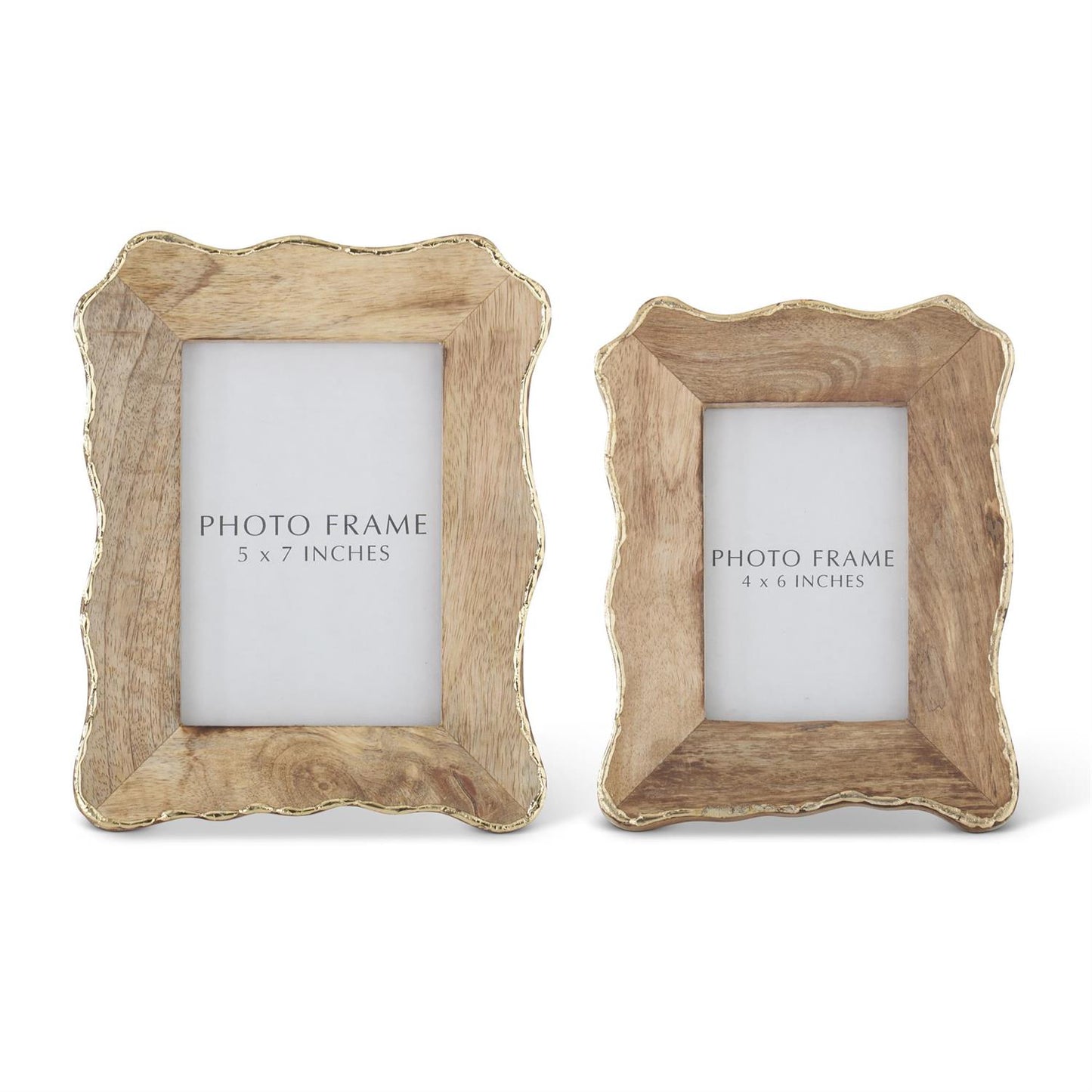 10" Scalloped Edge Mango Wood Photo Frame with Gold Edge - 5x7
