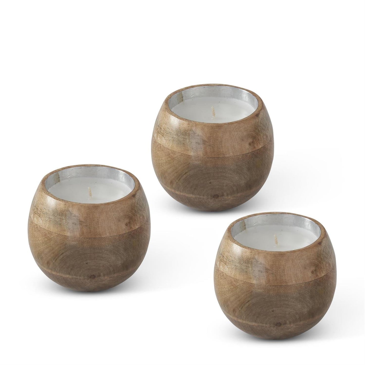 Natural Wood Bowl Candles - 4", 3 Assorted Scents
