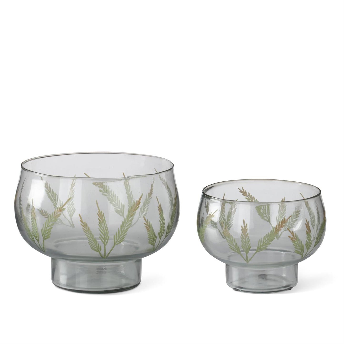 Etched Fern Clear Glass Candleholder - 9"