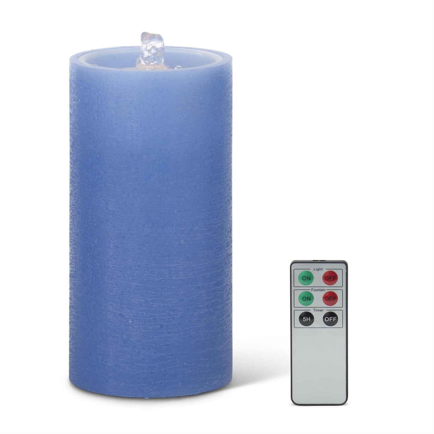 LED Wax Pillar Water Candle W/Timer and Remote - Blue, 7.75"
