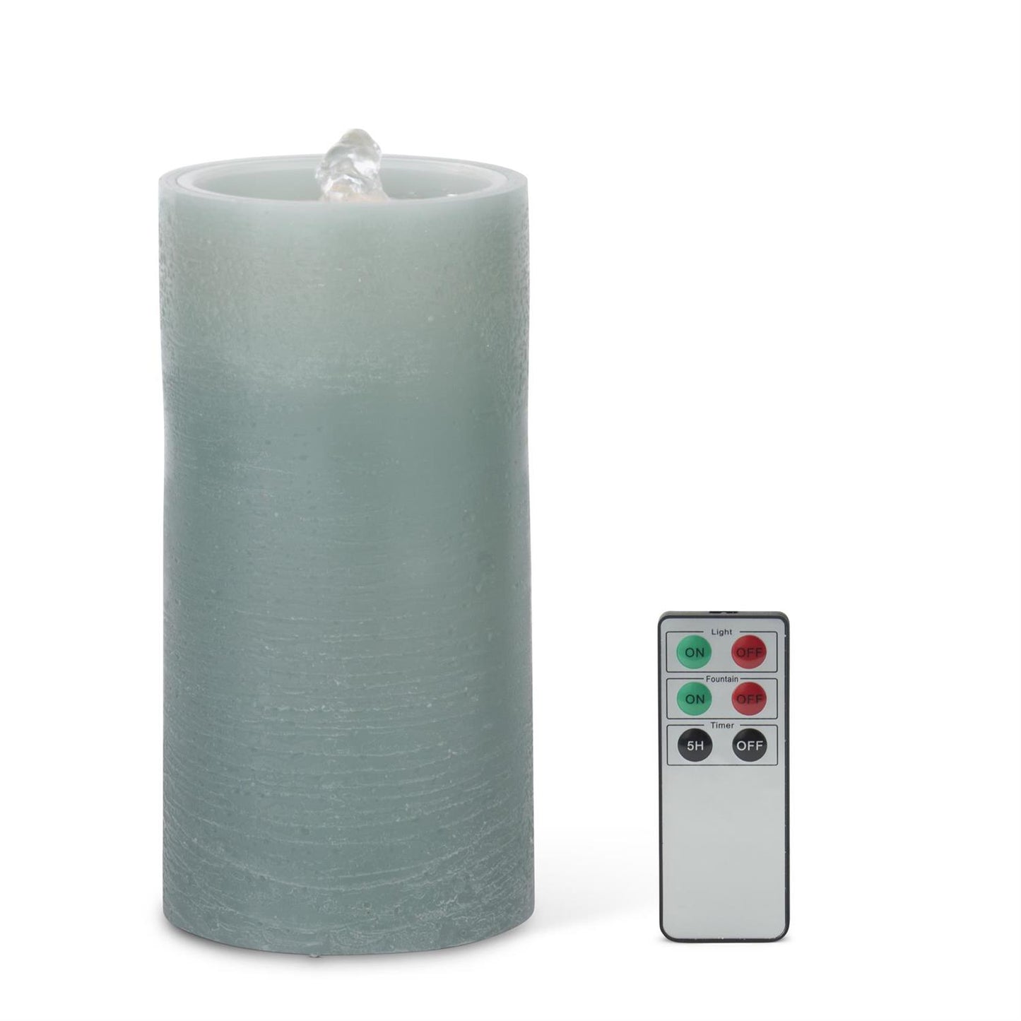 LED Wax Pillar Water Candle with Timer and Remote - Green, 7.75"