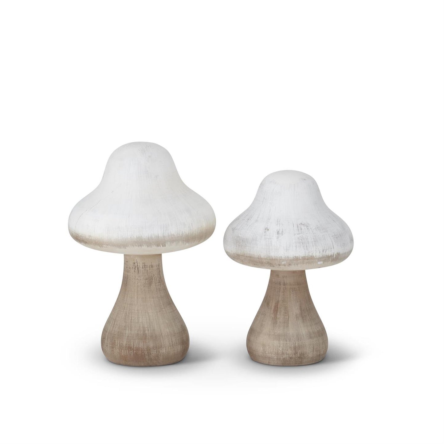 White and Natural Wood Mushroom - 8.75"