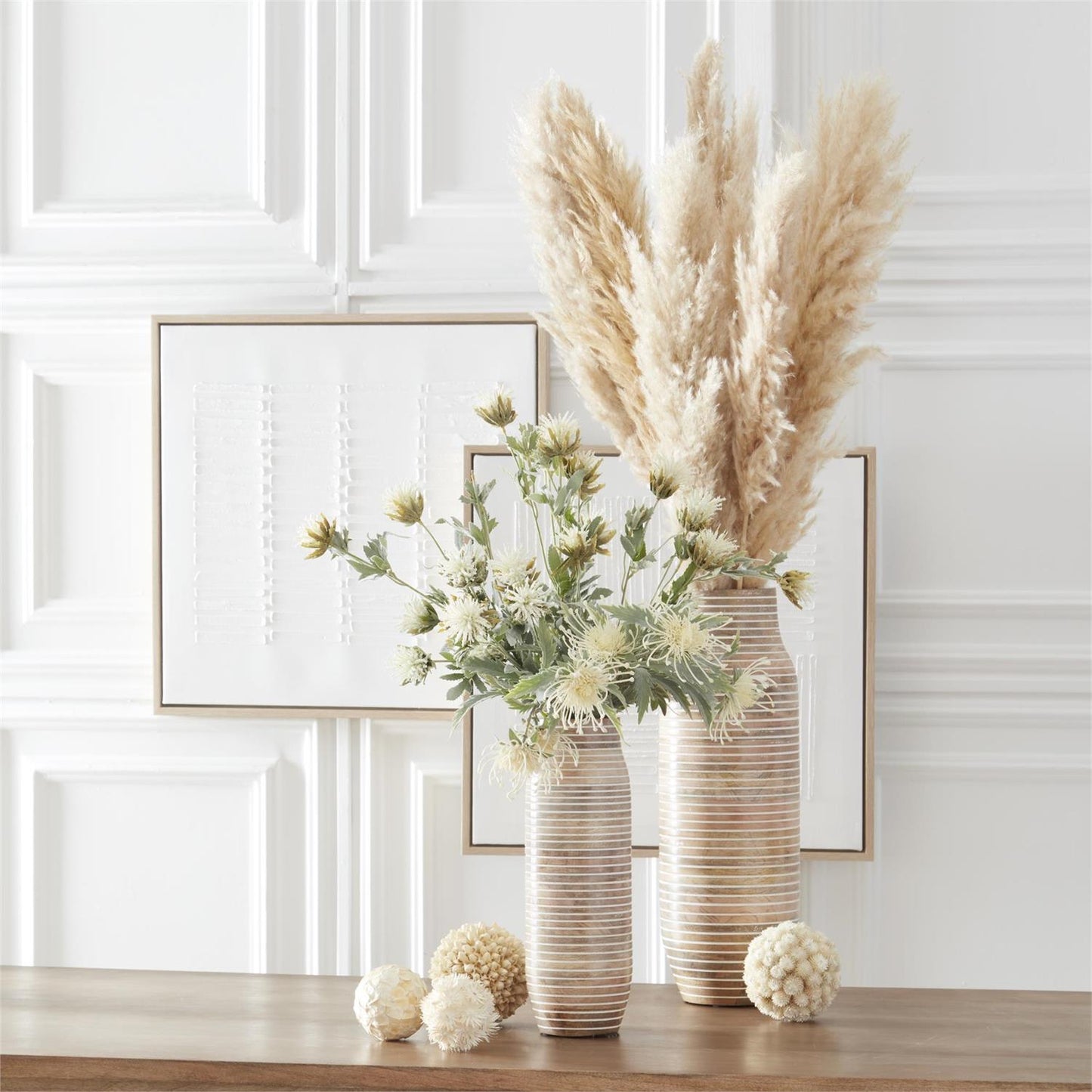 Wood Framed Handcrafted Abstract Plaster Wall Art - 23.75", 2 Assorted