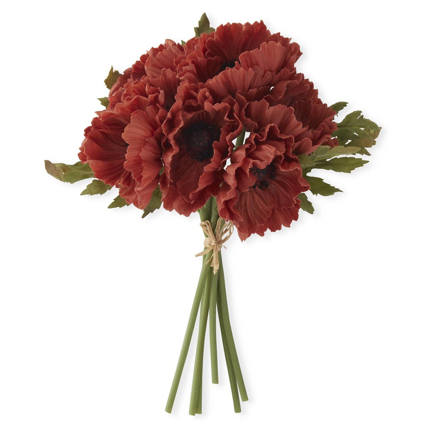 Real Touch Poppy Bundle with 6 Stems- Orange, 12.5"