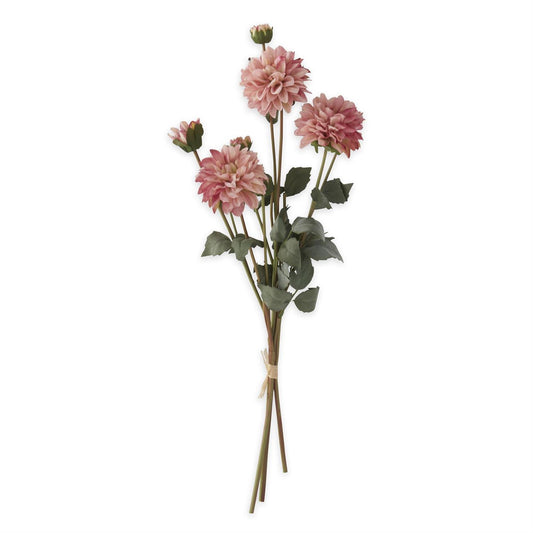 Faux Dried Dahlia Bundle, 3 Stems - Pink, 23"