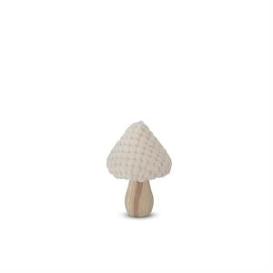 Cream Fabric and Wood Mushroom - 4"