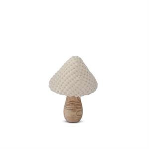 Cream Fabric and Wood Mushroom - 5.25"