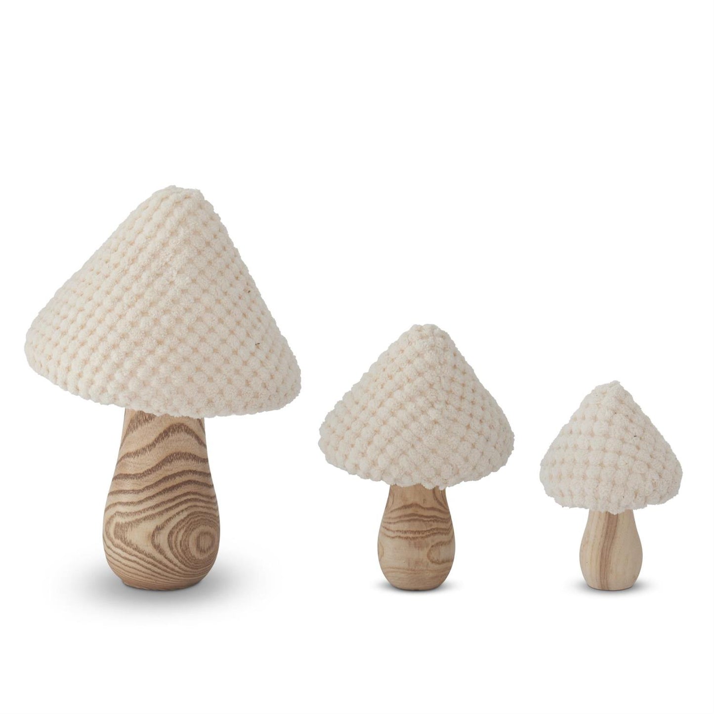 Cream Fabric and Wood Mushroom - 4"