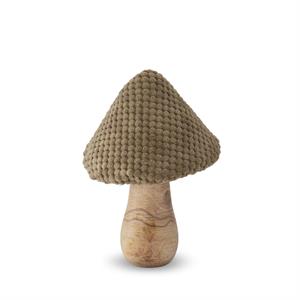 Tan Fabric & Wood Mushroom - 7.5"