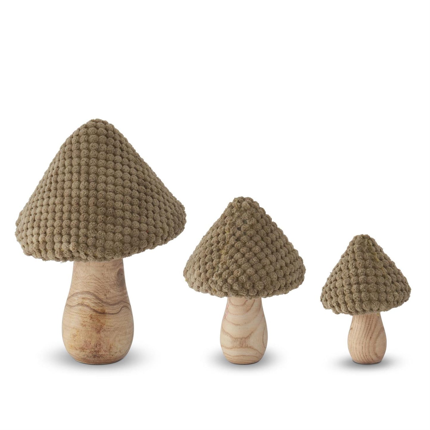 Tan Fabric & Wood Mushroom - 7.5"