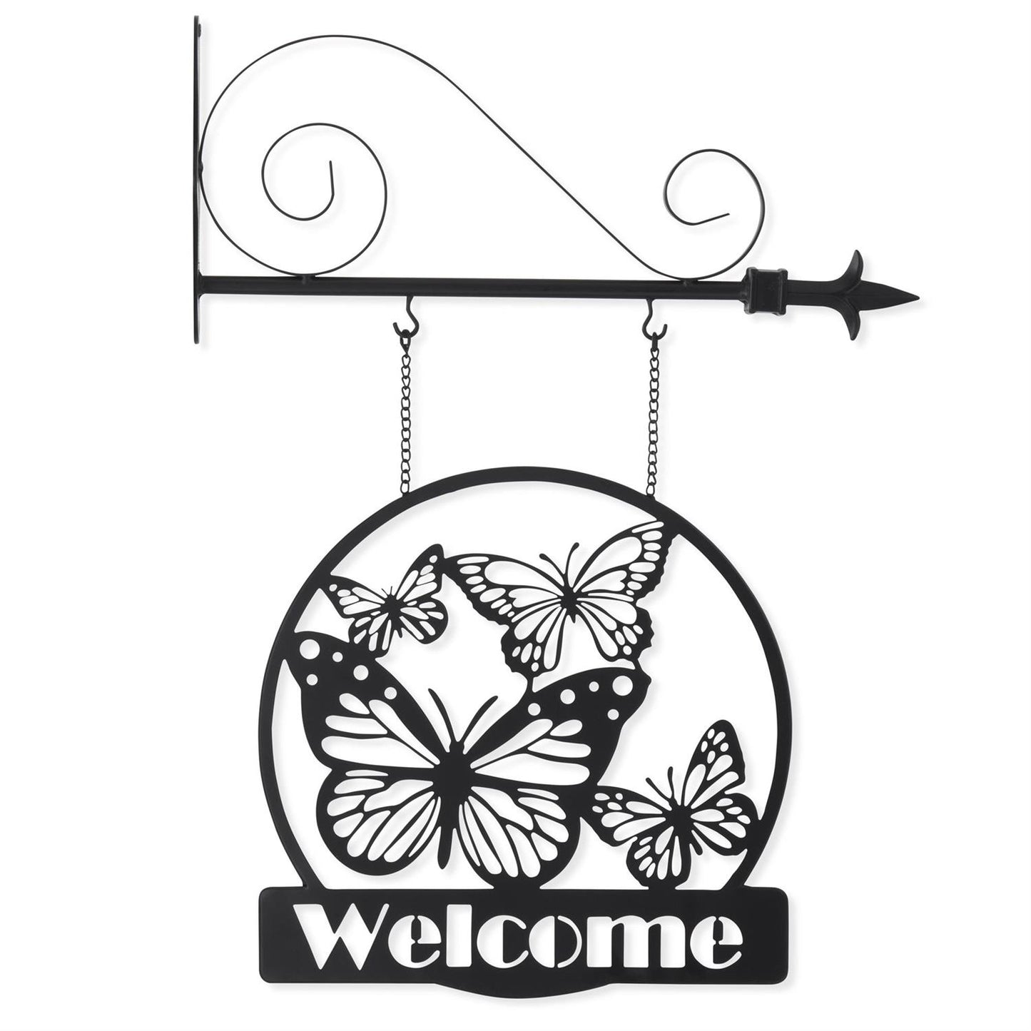 Black Metal Cutout Butterfly Welcome Sign Arrow Replacement - 13"