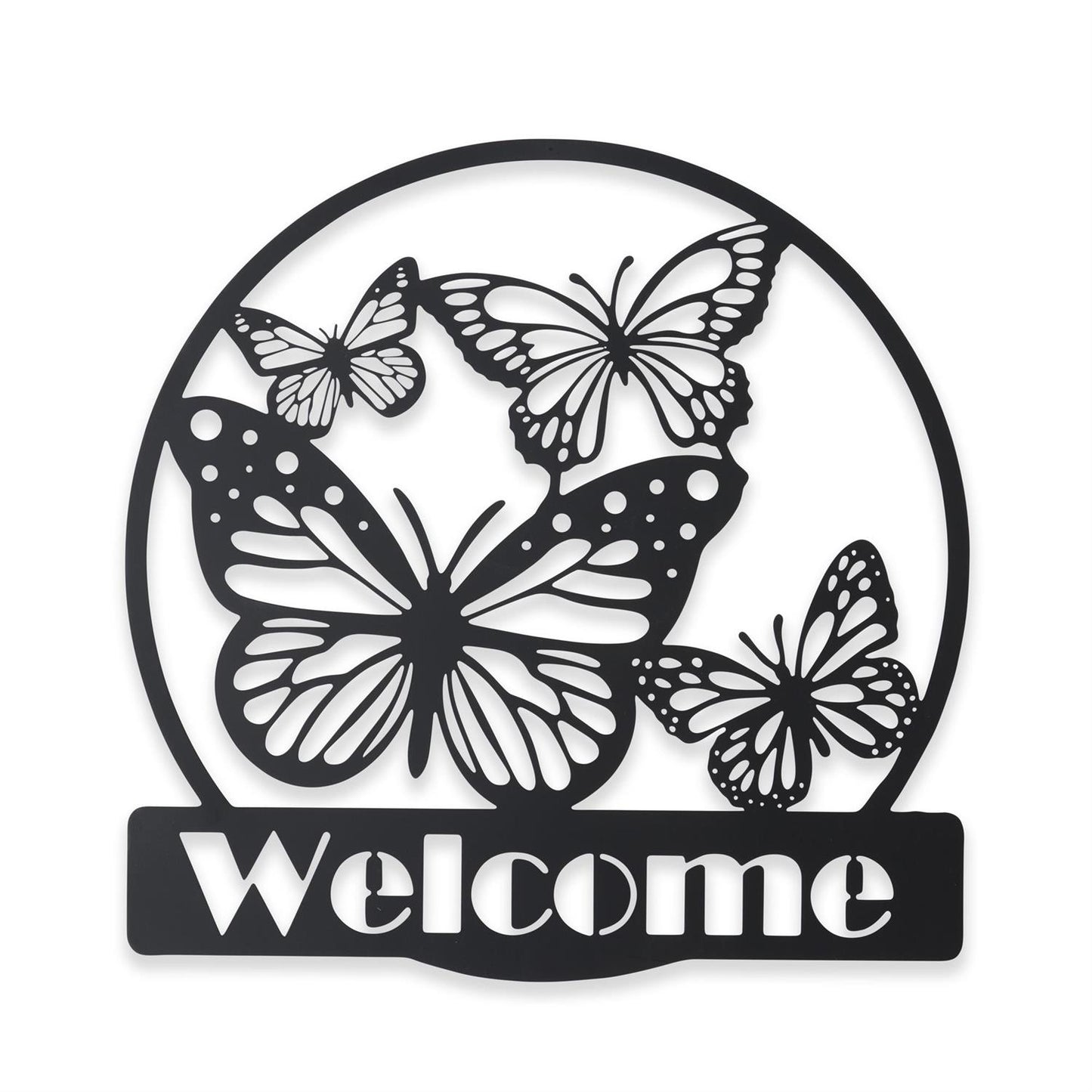 Black Metal Cutout Butterfly Welcome Sign Arrow Replacement - 13"