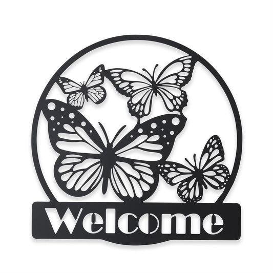 Black Metal Cutout Butterfly Welcome Sign Arrow Replacement - 13"