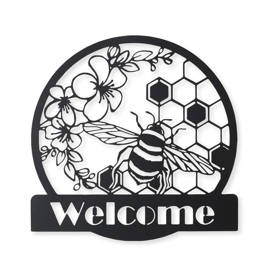 Black Metal Cutout Bee Welcome Sign Arrow Replacement - 13"