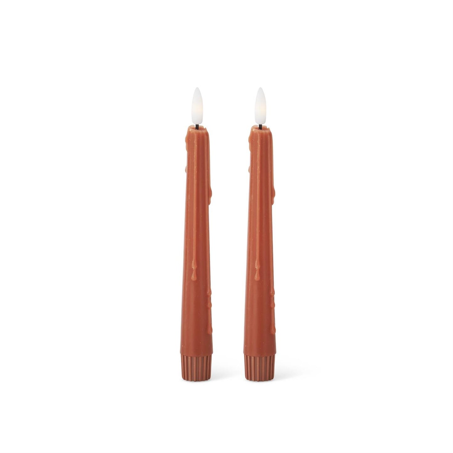 Rust Colored LED Drip Taper Candles W/Timer - 2 Pk