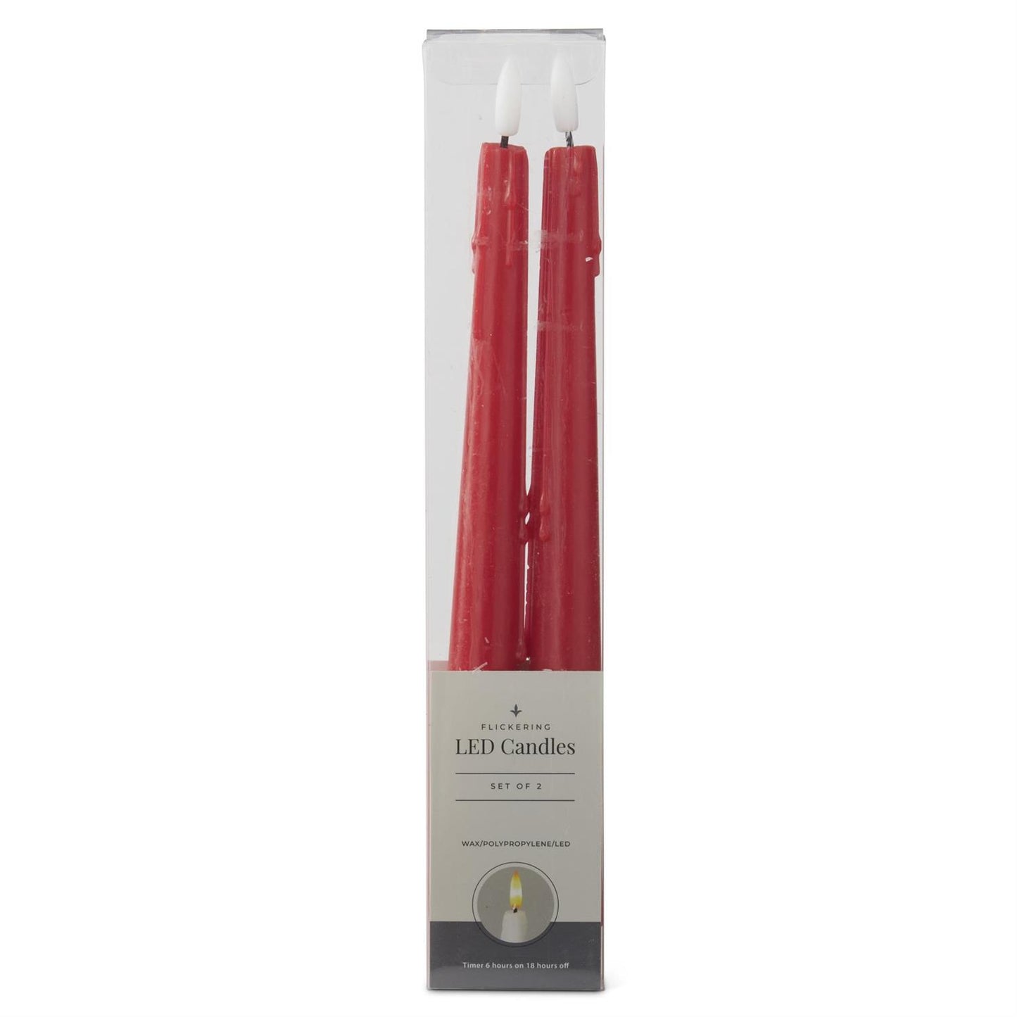 Red LED Drip Taper Candles with Timer - 2 Pk, 11.5"