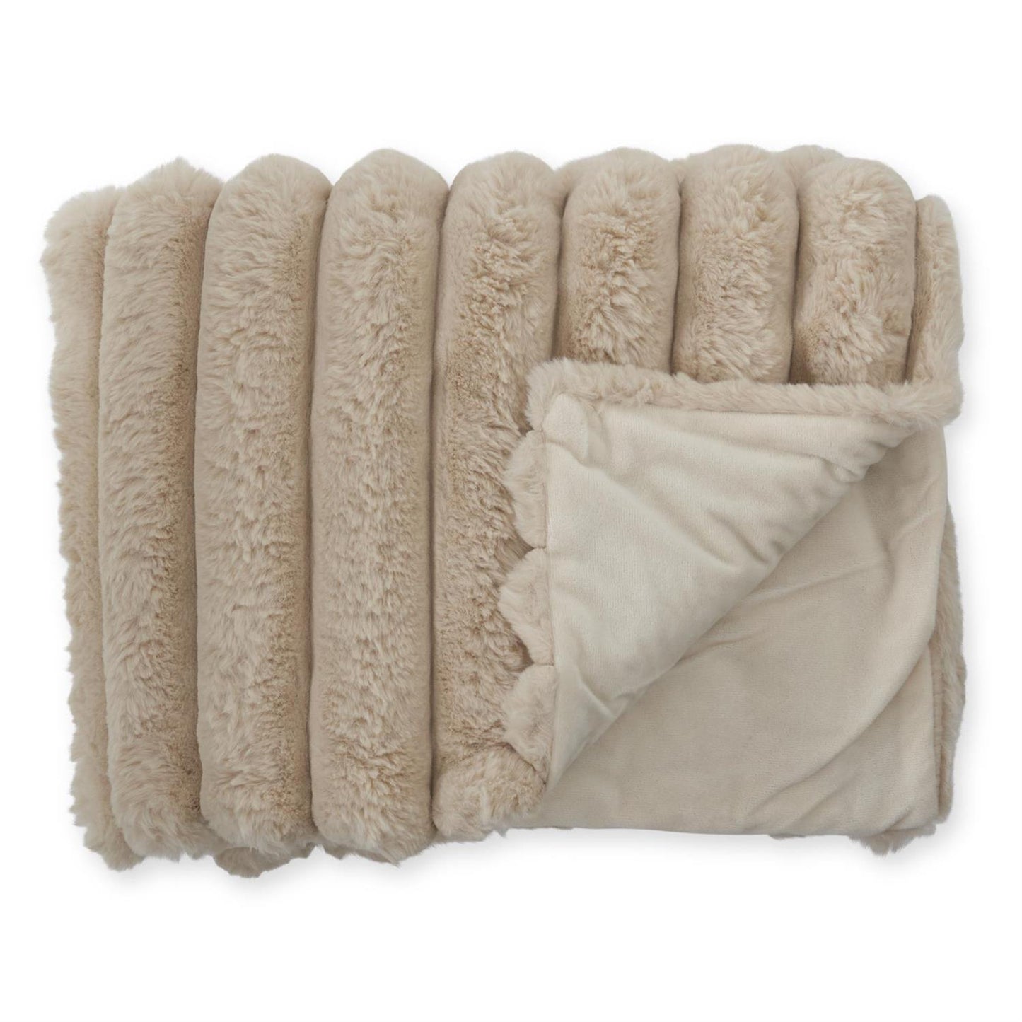 Faux Fur Throw Blanket, Tan - 60"