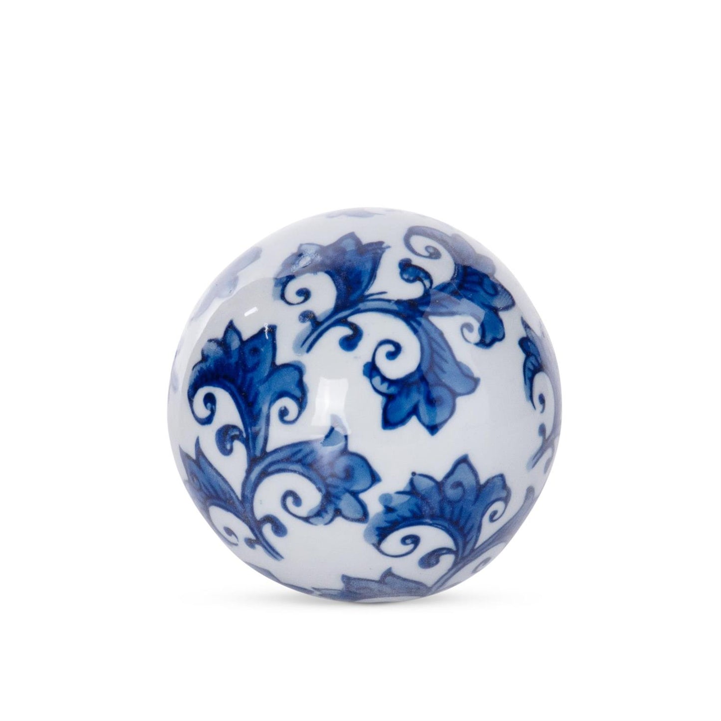 Blue and White Ceramic Chinoiserie Ball - 3"