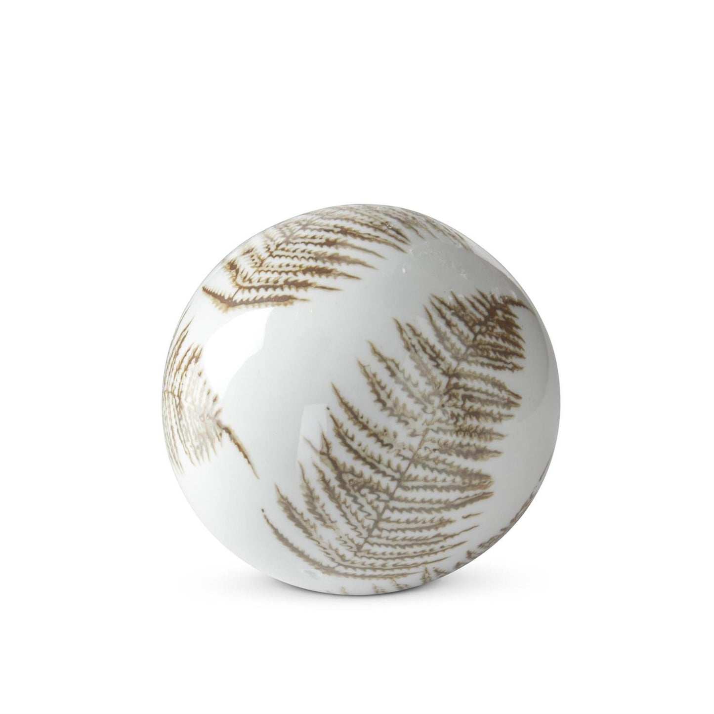 Brown and Cream Ceramic Fern Ball - 3"