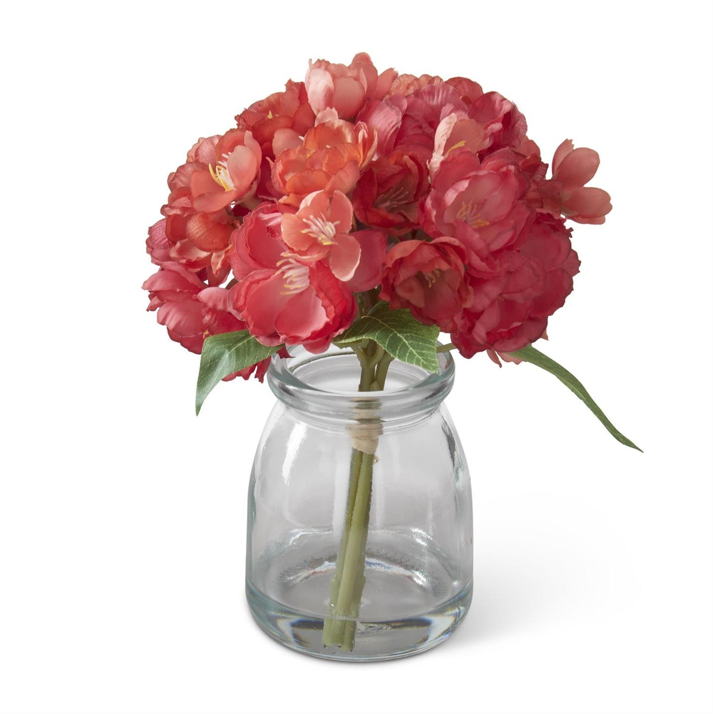 Cherry Blossom Premade in Glass Vase w/Faux Water - Coral, 6.5"