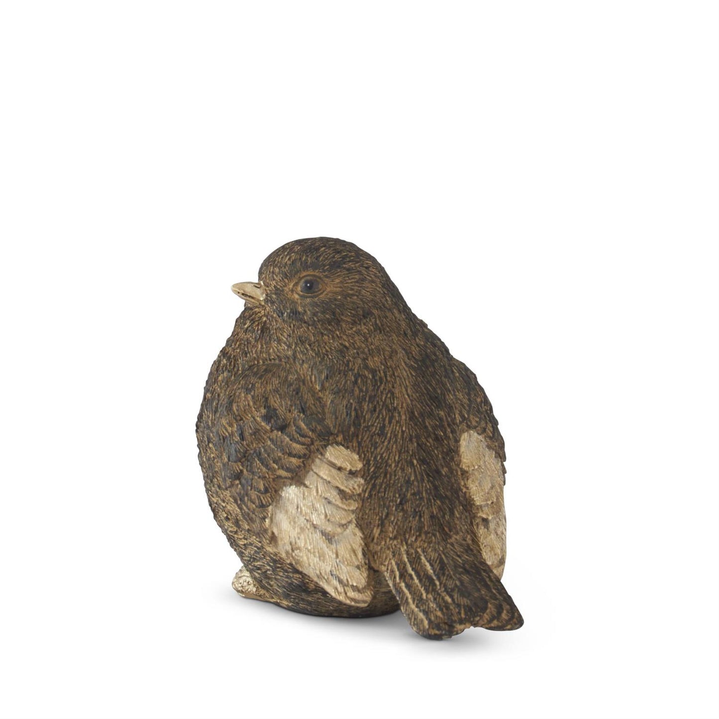 Textured Brown And Gold Resin Sitting Bird - 3.75"