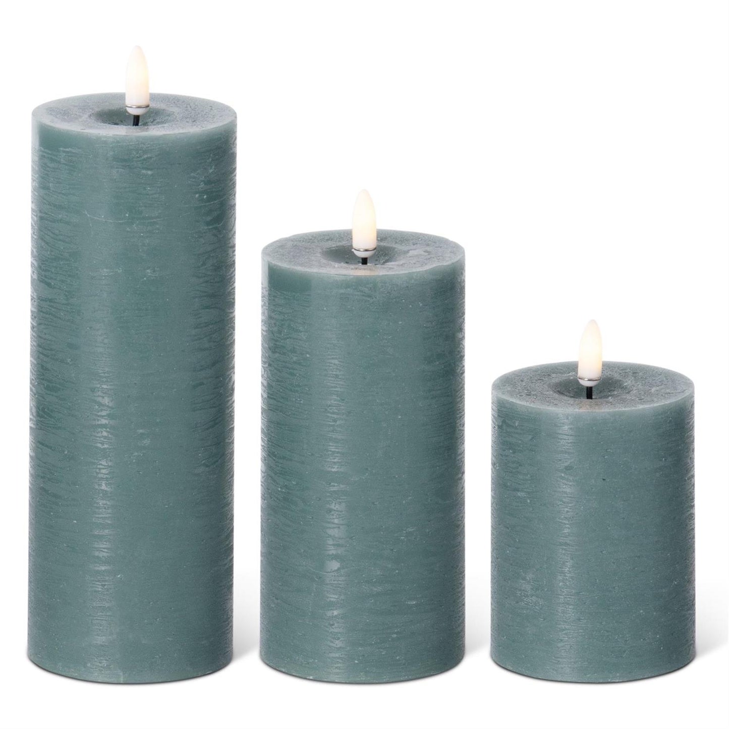 LED Pillar Candle with Timer and One Touch On/Off - Dark Green, 4x3