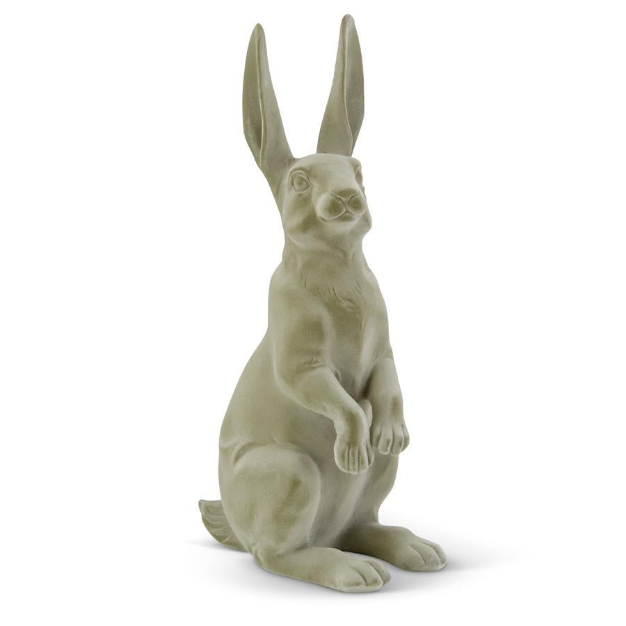 Green Velvet Resin Sitting Bunny - 17.25"